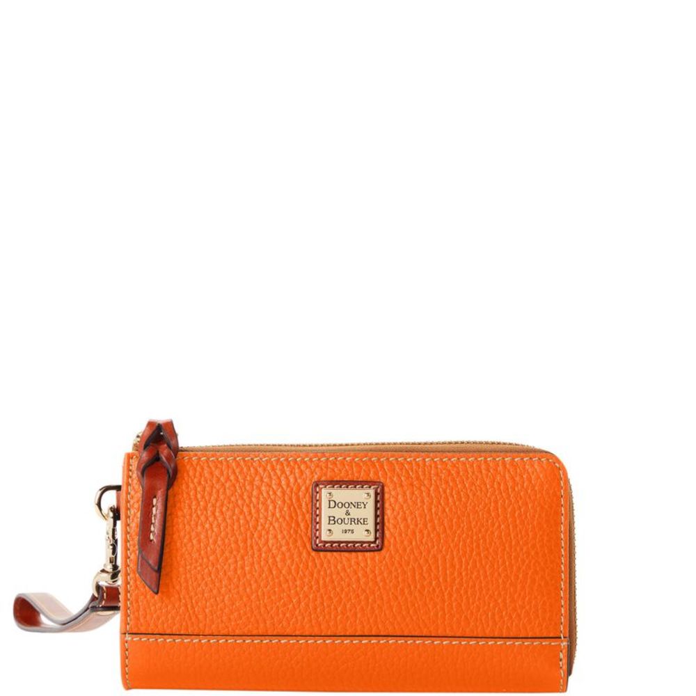 Dooney & Bourke Pebble Grain Folded Zip Wristlet - Clementine